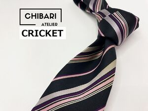 【美品】CRICKET　クリケット　レジメンタル柄 ネクタイ 3本以上 送料無料 メンズ ブラック　1103034