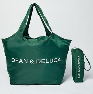 残1/GLOW グロー DEAN & DELUCA ディーン&デルーカ レジかごバッグ&保冷ボトルホルダー2022年8月号付録限定 グリーン エコバッグ保冷バッグ