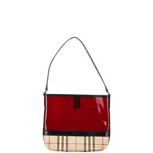 バーバリー ノバチェック ワンショルダーバッグ ハンドバッグ ベージュ レッド ブラック PVC ビニール レディース BURBERRY 【中古】