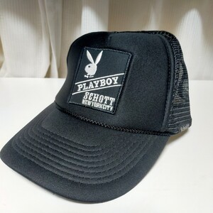 schott ショット PLAYBOY プレイボーイ コラボ メッシュキャップ 帽子 スナップバック フリー ブラック(黒）