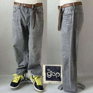 ★【希少ビンテージ USA製 小文字 旧タグ】90s オールド GAP ギャップ コットン100％ スリムフィット ストレート グレー デニム パンツ W34