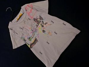 ネコポスOK gomme ゴム プリント Tシャツ sizeS/グレージュ ■◆ ☆ egd1 レディース