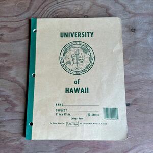 ハワイ大学　カレッジノート　UNIVERSITY OF HAWAII 海外雑貨　大学ノート　27.9cm21.6cm 11in8.5in レトロ　ヴィンテージ　雑貨