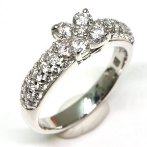 1円〜!!Ponte Vecchio(ポンテヴェキオ)▼K18WG 天然ダイヤモンドリング▼J 4.3g 約8号 パヴェ diamond ring 指輪 EG0/ S317