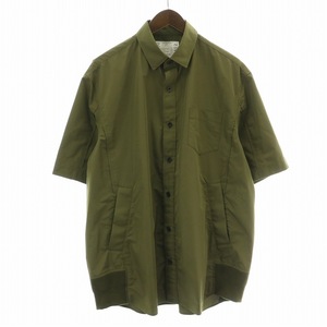 サカイ sacai 24SS タフタシャツ Taffeta Shirt カジュアル 半袖 3 L カーキ 24-03402M /NW38 メンズ