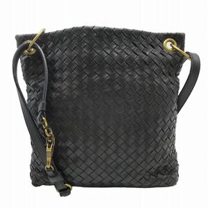 ボッテガヴェネタ BOTTEGA VENETA イントレチャート レザー ショルダー バッグ カバン クロスボディ 斜め掛け 179330 黒 ブラック