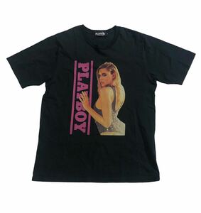 コラボ ■ HYSTERIC GLAMOUR×PLAYBOY ヒステリックグラマー×プレイボーイ ■ フロント ビッグ ガール プリント Tシャツ ブラック M