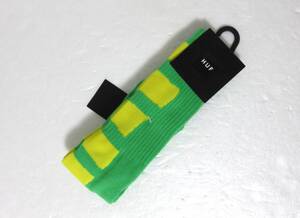 送料無料 新品 HUF BLOWN OUT SOCK グリーン イエロー ハフ ソックス 靴下