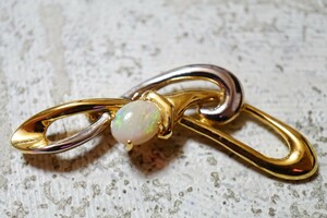 761 天然オパール opal ゴールドカラー ブローチ ヴィンテージ アクセサリー 925刻印 天然石 宝石 色石 カラーストーン 装飾品