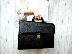 極美品 LOEWE ロエベ アナグラム ビジネスバッグ ハンドバッグ バッグ レザー 黒 A4収納可 メンズ 72594Y