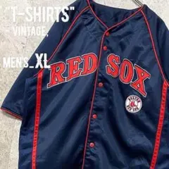 レア○vintage《MLB》レッドソックス 刺繍ベースボールシャツ/メンズXL