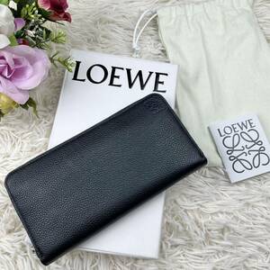 LOEWE ロエベ ジップアラウンドウォレット ブラック 長財布 グレインカーフ ラウンドジップ メンズ レディース アナグラム レザー