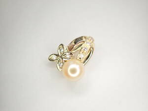 2/美品 ミキモト K18 真珠 パール約5.5㎜珠 ダイヤ ペンダントトップ