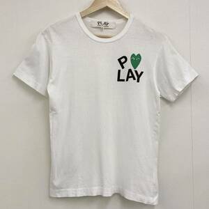 PLAY COMME des GARCONS ロゴ 緑 ハート プリント ワッペン 半袖 Tシャツ ホワイト Mサイズ コムデギャルソン Tee カットソー archive 1053