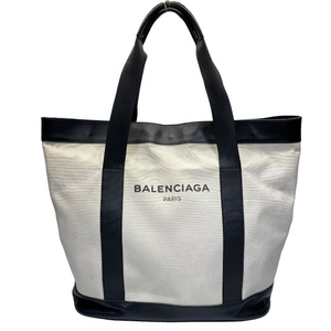 BALENCIAGA バレンシアガ トートバッグ ハンドバッグ 手持ち鞄 肩掛け ロゴ キャンバス レザー ブラック ホワイト