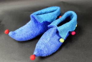 【フェルト スリッパ ネパール ハンドメイド 約24.5-26cm Felt Boots Handmade】検:羊毛 ウール100% ニードル エスニック