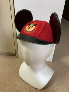レア DISNEY 東京ディズニーランド イヤーハット ミッキーマウス ウールフェルト 帽子 赤 80