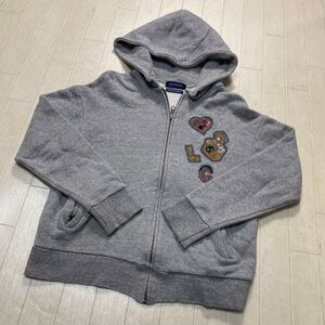 4079☆ Lois CRAYON ロイス クレヨン トップス スウェット フルジップパーカー レディース M グレー スパンコール