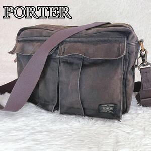 希少 PORTER LOVE&PEACE ポーター ラブアンドピース ショルダーバッグ 2層 カメラバッグ 2WAY サコッシュ 斜め掛け 肩掛け 通勤通学 旅行