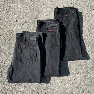 ≪W36≫ US古着 RUSTLER ラスラー ブラックデニムパンツ 3本セット まとめ売り 古着 卸 vintage 卸売りwrangler