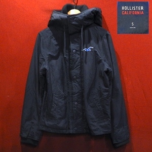 HOLLISTER CALIFORNIA ホリスター ハイネック ニット 内側 フリース ZIP フード ナイロン ジャケット 紺 / 青 S 美品