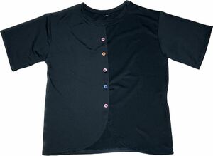 新品 ● カラフルボタン 黒Tシャツ Mサイズ