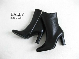 未使用☆BALLYバリー☆ショートブーツ☆黒☆レザー☆39.5(約25.5cm)☆サイドZIP☆ヒールブーツ☆イタリア製☆大人レザーブー☆即決☆