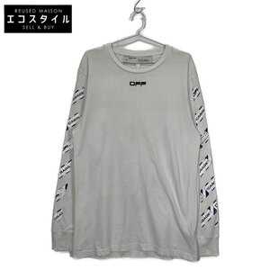 OFF-WHITE オフホワイト OMAB001S20185003エアポートテープ長袖Tシャツ ホワイト L トップス コットン メンズ 中古