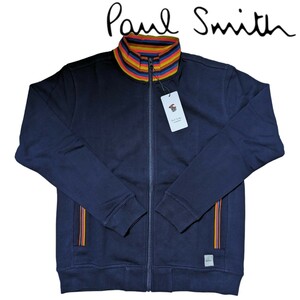 新品 ポールスミス Paul Smith ジップアップ スウェット M マルチストライプ アーティストストライプ ネイビー メンズ