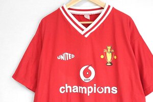 UK製 2002年 プレミアリーグ 優勝記念 Tシャツ レプリカ ユニフォーム 7 ベッカム 赤 マンチェスターユナイテッド 古着 ◆DF19