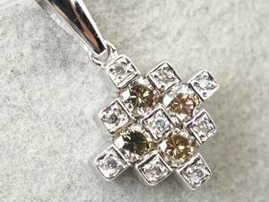 【4289A】K18WGホワイトゴールド 天然ダイヤモンド 0.29ct/0.04ct/1.9g ジュエリーマキ ペンダントトップ