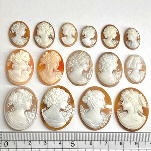 ●シェルカメオ15点おまとめ●m 26g/130ct ルース 裸石 宝石 ジュエリー jewelry shell cameo