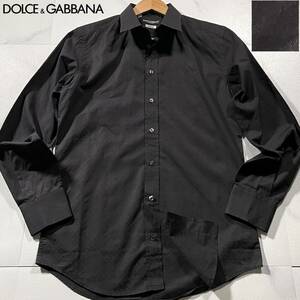 極美品/Lサイズ●ドルチェ&ガッバーナ 長袖シャツ 羽織り DOLCE&GABBANA ドルガバ DGロゴ総柄 エンボス 型押し 幾何学模様 鉄板タイル柄 黒