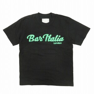 美品 19AW サカイ sacai BAR ITALIA プリント Tシャツ カットソー トップス 半袖 クルーネック コットン 19-0006S サイズ2 黒 ブラック