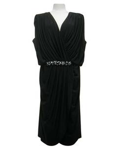 美品　TADASHI SHOJI　タダシ・ショージ　ビジュー付き　ノースリーブドレス　ワンピース　黒　ブラック