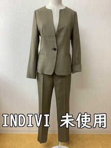 インディヴィ (INDIVI) タグ付き未使用 ジャケット定価34000円 カーキパンツスーツ サイズ上下とも38