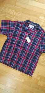 SALE!　送料込★東洋　SUGAR CANE シュガーケーン SC38924 MADRAS CHECK OPEN SHIRT マドラスチェック　半袖オープンシャツ　ネイビー　L