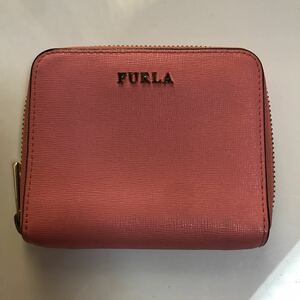 FURLA コンパクトウォレット　ラウンドファスナー レディース　ブランド　ピンク　フルラ レザー 