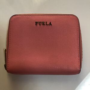 FURLA コンパクトウォレット　ラウンドファスナー レディース　ブランド　ピンク　フルラ レザー 財布う