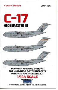 1/144 Caracal Models カラカルモデルスデカール CD144017　C-17 Globemaster III　　