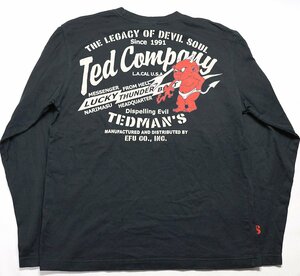 TEDMAN (テッドマン) Crew Neck L/S Tee - LUCKY THUNDER BOLT - / 抜染クルーネック長袖Tシャツ TDLS-234 ブラック size 40 / ロンT