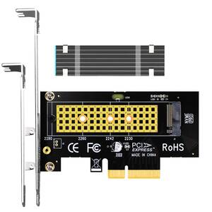 GLOTRENDS M.2 PCIe NVMe 4.0/3.0 変換アダプター、M.2ヒートシンク（3mm厚み）付き、M.2用 PCI-express 4.0/3.0 x4変換ボード、M.2