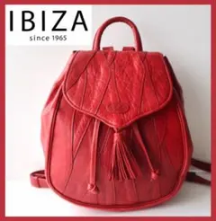 【美品】IBIZA イビザ リュックサック レッド パッチワーク ナップサック