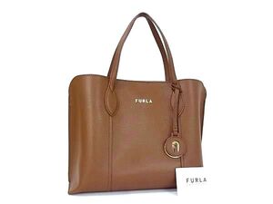 1円 ■美品■ FURLA フルラ ヴィットリア レザー ハンドバッグ トートバッグ レディース ブラウン系 FI4758