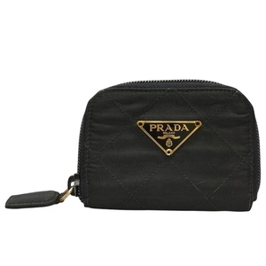 PRADA プラダ コインケース 小銭入れ コンパクトウォレット ラウンドファスナー ミニ財布 トライアングルロゴ ナイロン ブラック