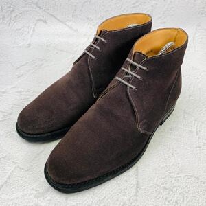 【良品】Crockett&Jones クロケットアンドジョーンズ ジョージブーツ チャッカ 灰 グレー 6 24.5cm スエード ダイナイトソール 3アイレット