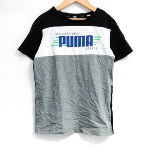 プーマ 半袖Ｔシャツ トップス ロゴT スポーツウエア キッズ 男の子用 140サイズ グレー×黒 PUMA