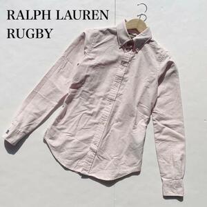 RUGBY Ralph Lauren ラルフ ローレン ラグビー 長袖 ストライプ シャツ サイズ0 150/80A コットン100% 綿 希少 ピンク