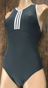 美品 adidas アディダス 女子競泳水着 ハイレグ 光沢 グレー クロスバック ハイカット Mサイズ arena asics MIZUNO SPEEDO