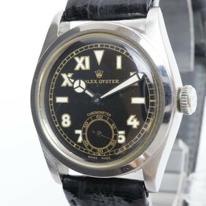 2410-670 ロレックス 手巻き式 腕時計 ROLEX 2280 オイスター 18石 スモールセコンド 黒文字盤 純正尾錠